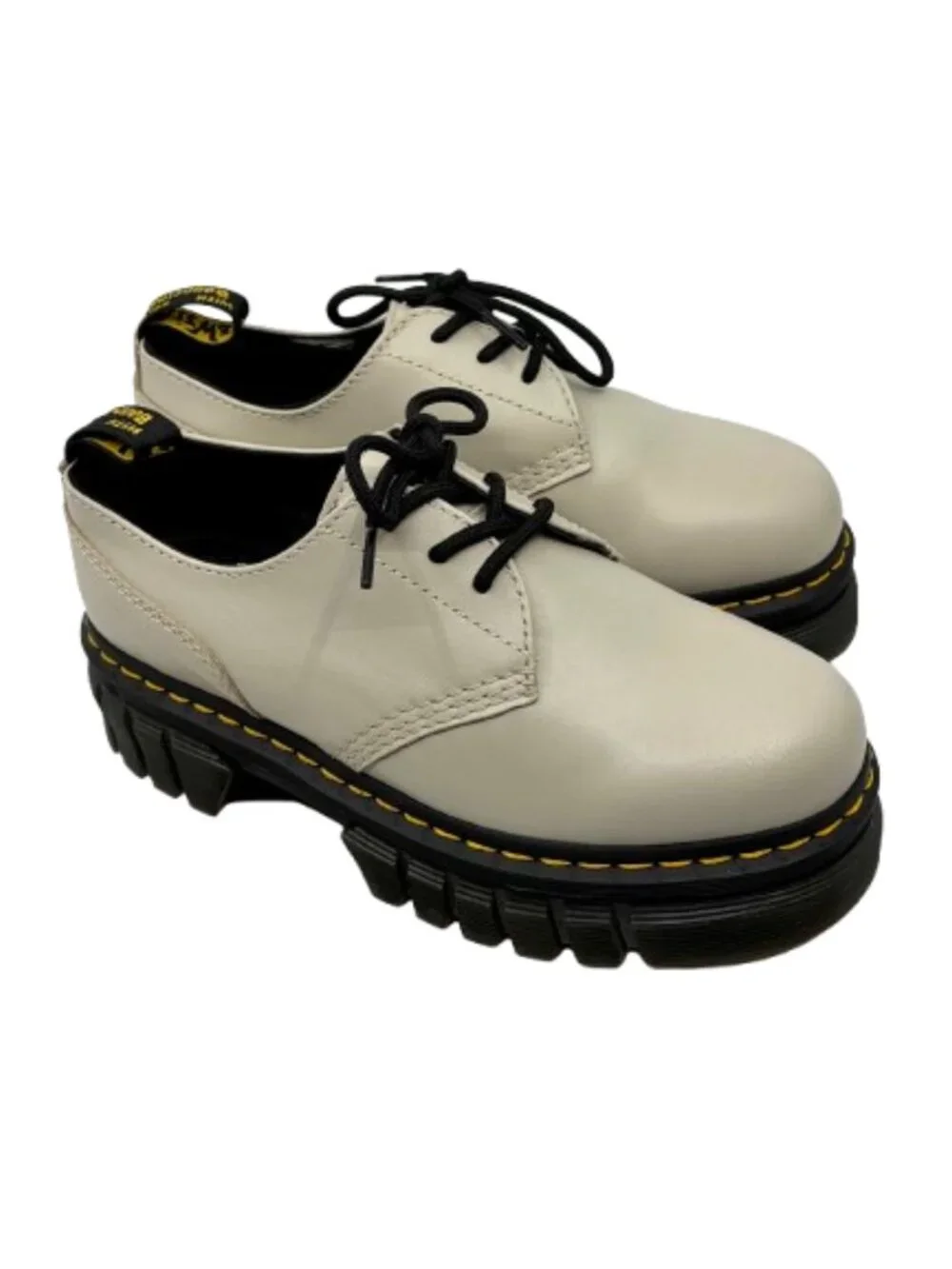DR MARTENS~Audrick Napa Leather Platform Oxford Derby Shoes Sz 8 LIKE NEW Taupe